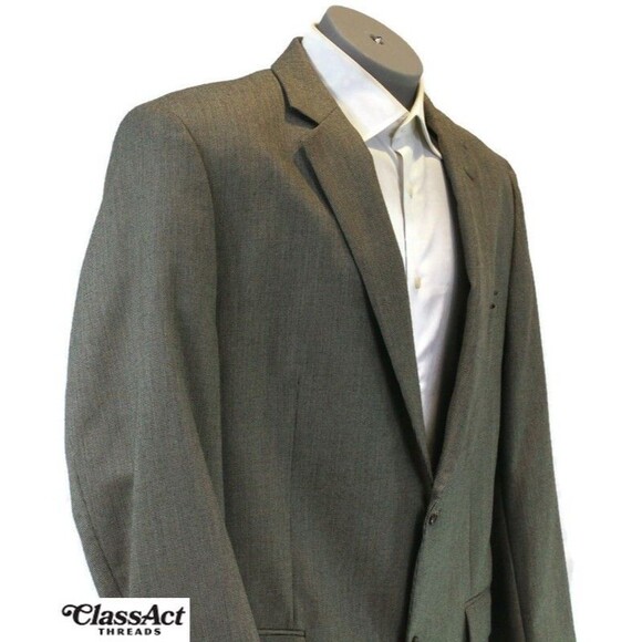 IZOD Blazer Sport Coat Suit Jacket Gray Checked Business Men's 44L - Picture 3 of 8